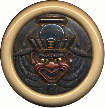 Kagamibuta netsuke, aus dem 19. Jhdt. Enma darstellend. Bild von: 'https://en.wikipedia.org/wiki/Yama_%28Buddhism_and_Chinese_mythology%29' Enra